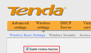 Tenda Wireless Settings